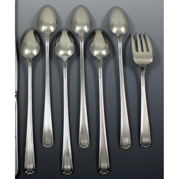 National Silver Co DORIC Silverplate 7 Pcs - Iced Tea Spoons & Dessert Fork - Picture 2 of 7